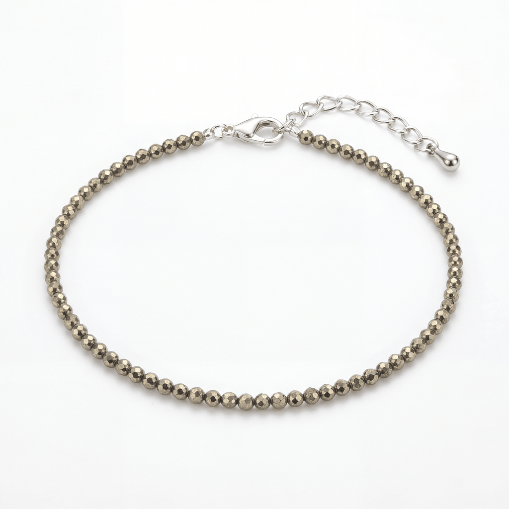 Raw Pyrite Anklet for Wealth and Protection