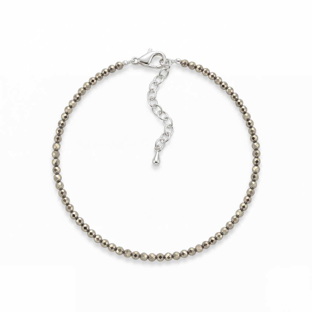 Raw Pyrite Anklet for Wealth and Protection