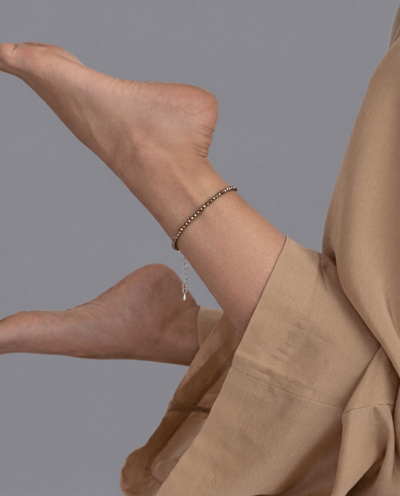 Raw Pyrite Anklet for Wealth and Protection
